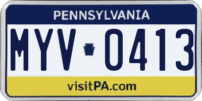 PA license plate MYV0413