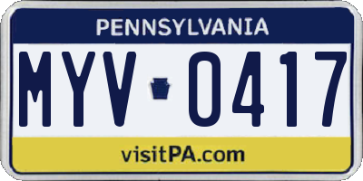 PA license plate MYV0417