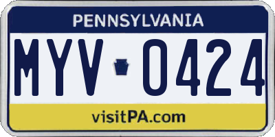 PA license plate MYV0424