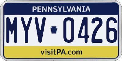 PA license plate MYV0426