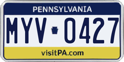 PA license plate MYV0427