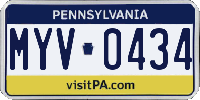 PA license plate MYV0434