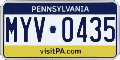 PA license plate MYV0435