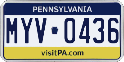 PA license plate MYV0436
