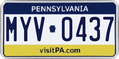 PA license plate MYV0437