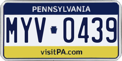 PA license plate MYV0439