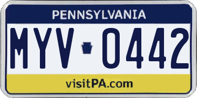 PA license plate MYV0442