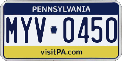 PA license plate MYV0450