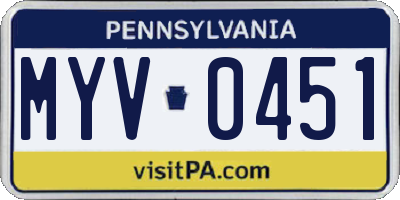 PA license plate MYV0451
