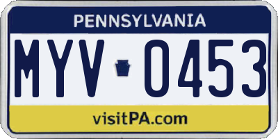 PA license plate MYV0453