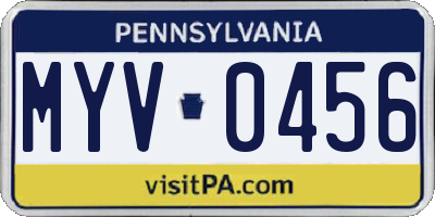 PA license plate MYV0456