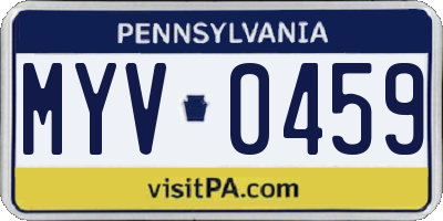 PA license plate MYV0459