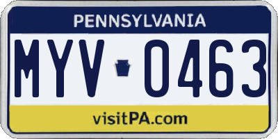 PA license plate MYV0463