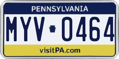 PA license plate MYV0464