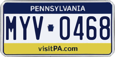 PA license plate MYV0468