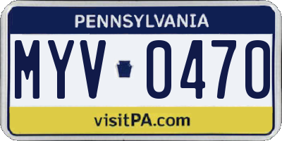PA license plate MYV0470
