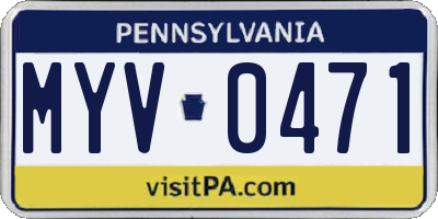 PA license plate MYV0471