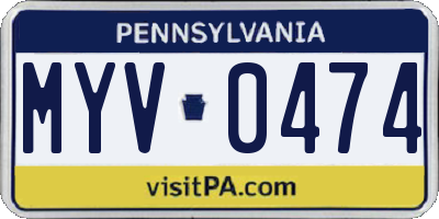 PA license plate MYV0474