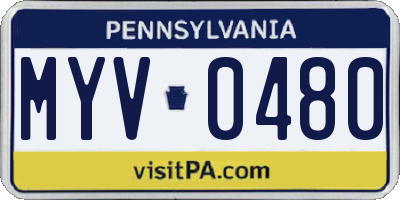 PA license plate MYV0480