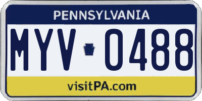 PA license plate MYV0488