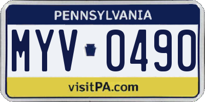 PA license plate MYV0490