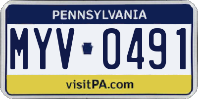 PA license plate MYV0491