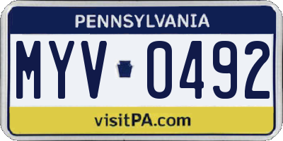 PA license plate MYV0492