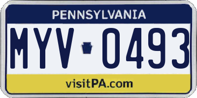 PA license plate MYV0493