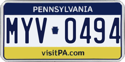 PA license plate MYV0494