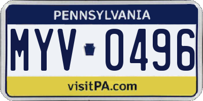 PA license plate MYV0496