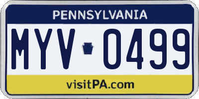 PA license plate MYV0499