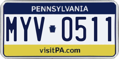 PA license plate MYV0511