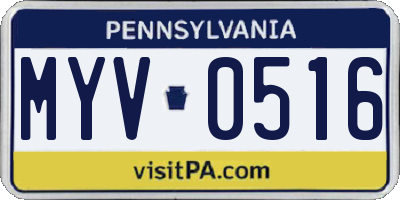 PA license plate MYV0516