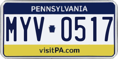 PA license plate MYV0517