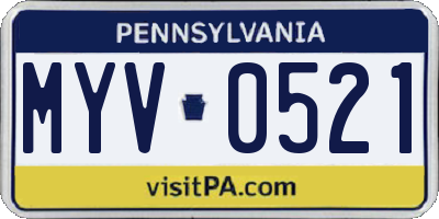 PA license plate MYV0521