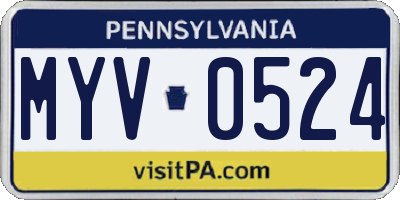 PA license plate MYV0524