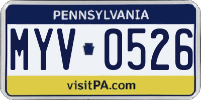 PA license plate MYV0526