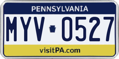 PA license plate MYV0527