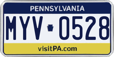 PA license plate MYV0528