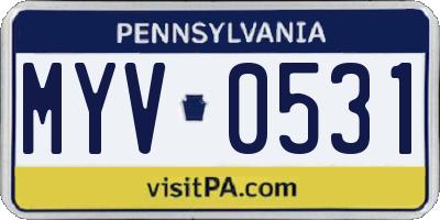 PA license plate MYV0531