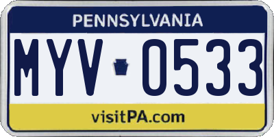 PA license plate MYV0533