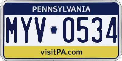 PA license plate MYV0534