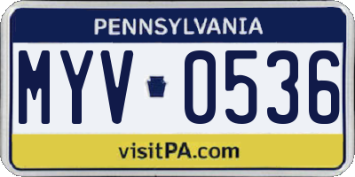 PA license plate MYV0536