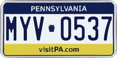 PA license plate MYV0537