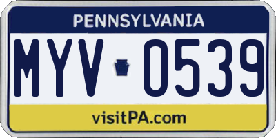 PA license plate MYV0539