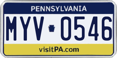 PA license plate MYV0546