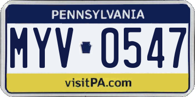 PA license plate MYV0547