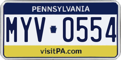 PA license plate MYV0554