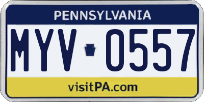 PA license plate MYV0557