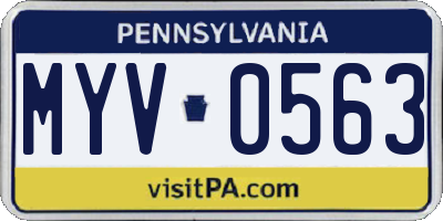PA license plate MYV0563